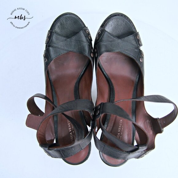 Bottega Vanetta Platform Open Toe Wrap Ankle Strap Sandals Black Women 9 - Picture 9 of 14